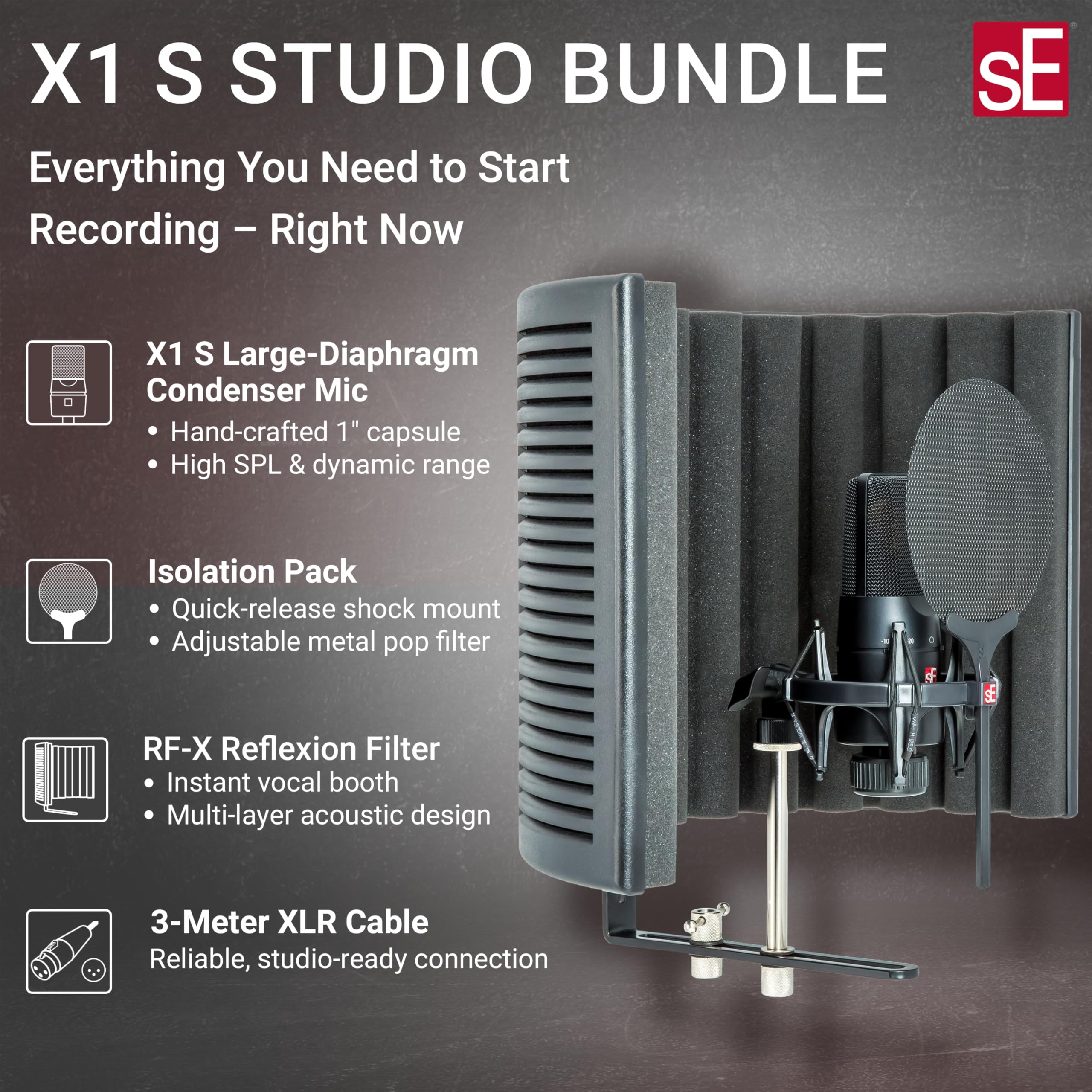 SE ELECTRONICS X1 S Studio Bundle with X1 S Condenser Mic, RF-X